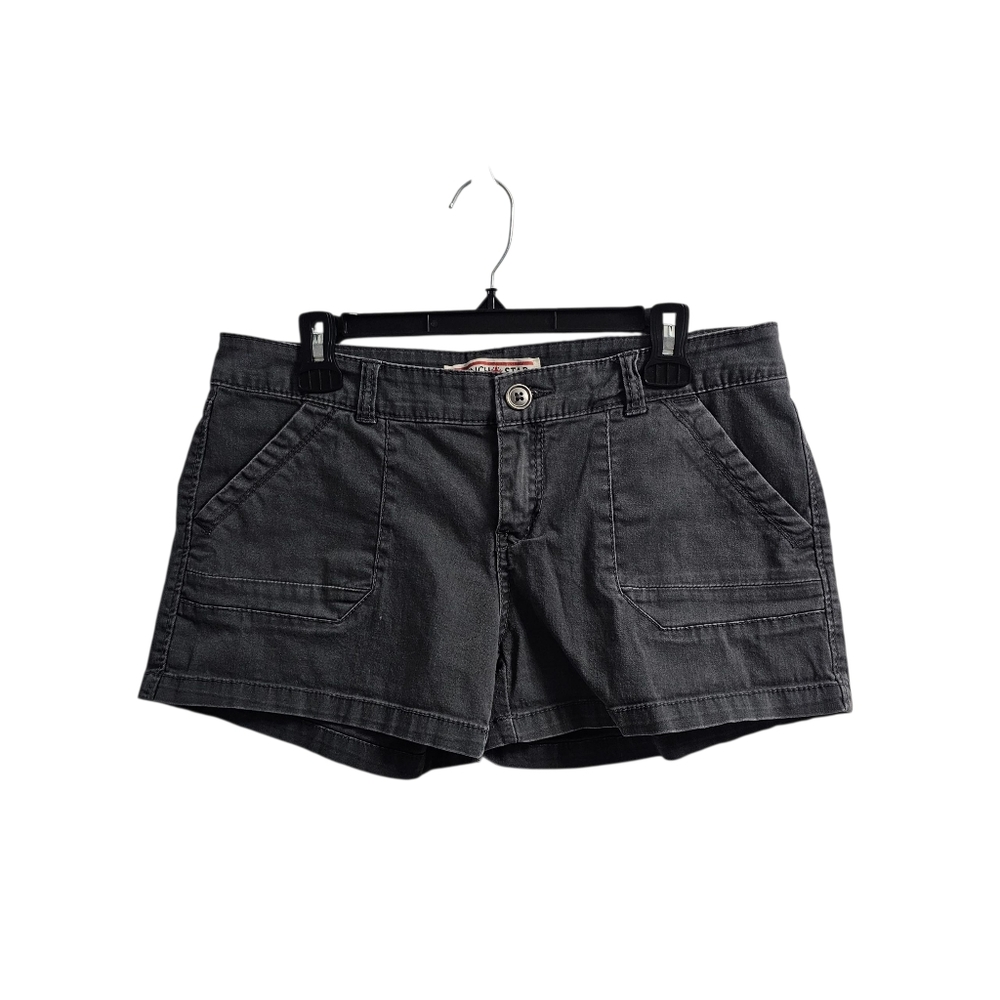 French Star Grey Khaki Cargo Style Shorts Size 13 Low Rise